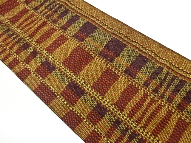 JAPANESE NAGOYA OBI / WOVEN ABSTRACT CHECKERED